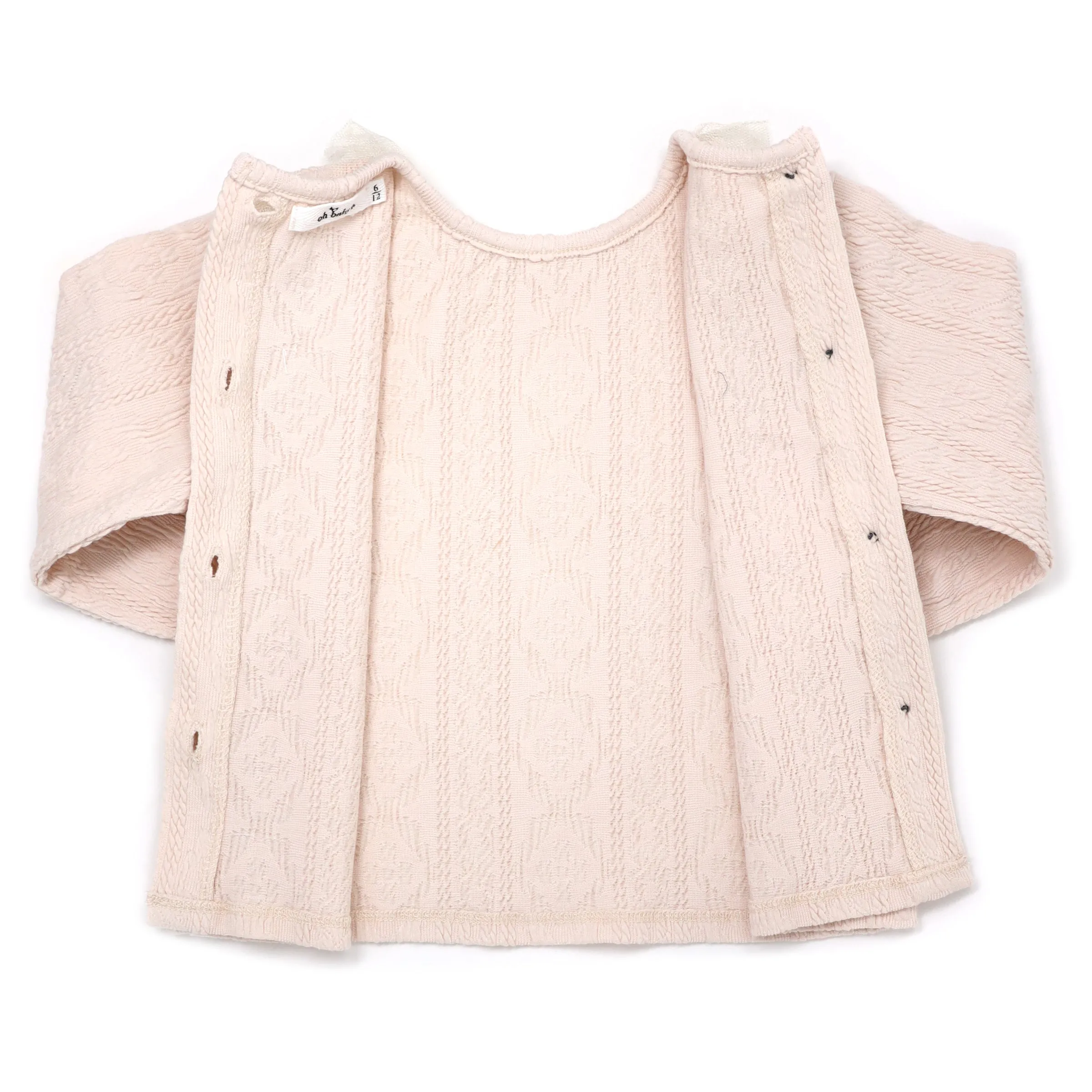 oh baby! Ruffle Dotted Mesh Collar Puckered Blouse - Natural