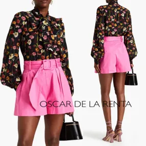 Oscar de la Renta  |Flower Patterns Casual Style Silk Long Sleeves Medium