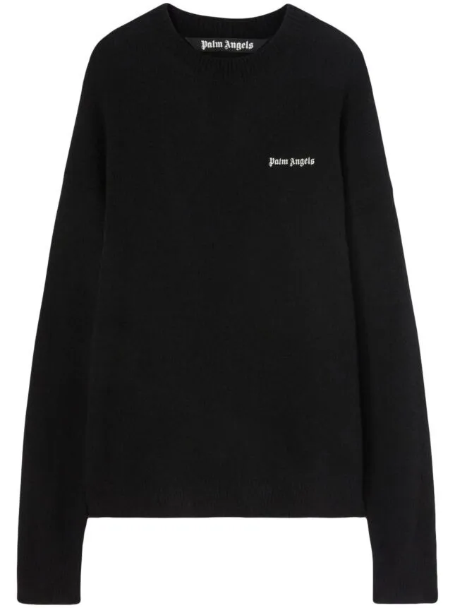 Palm Angels  |Crew Neck Pullovers Wool Cashmere Fine Gauge Street Style