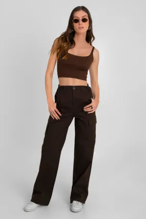 Pantalón cargo de fit wide leg con raya