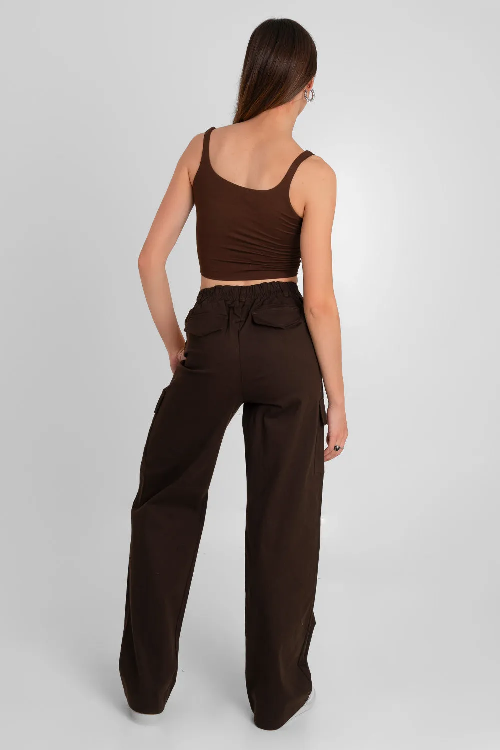 Pantalón cargo de fit wide leg con raya