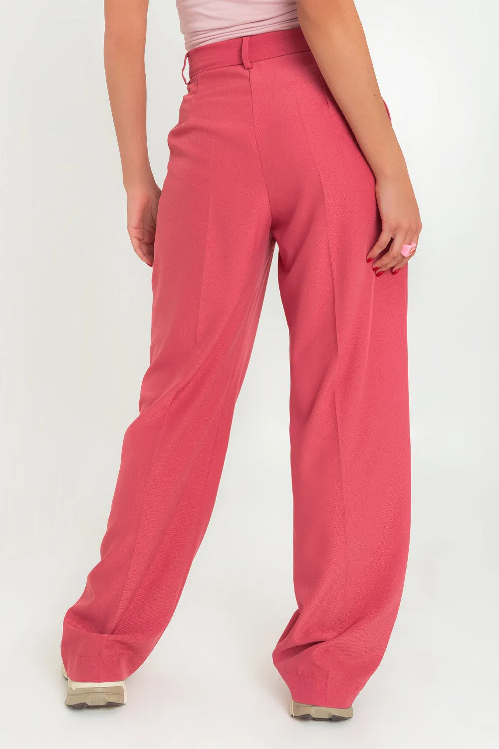 Pantalón wide leg fit tiro alto con pinzas