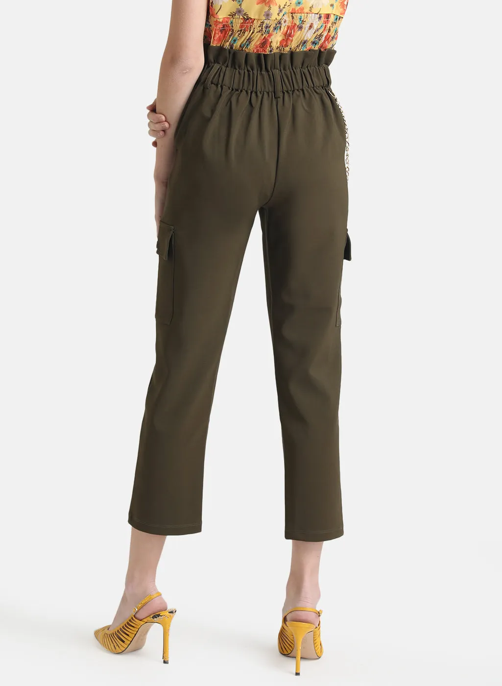 Paper Bag Trouser With Metal Chain Detail.