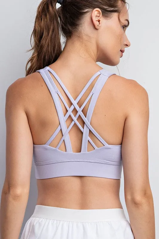 Pastel Blue Criss Cross Straps Sports Bra