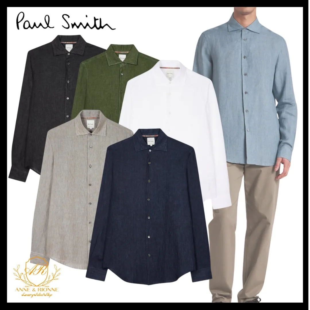 Paul Smith  |Linen Long Sleeves Plain Shirts