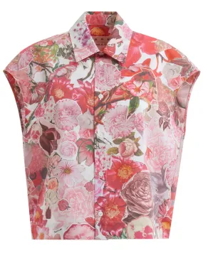 Pink Clematis Sleeveless Cocoon Shirt