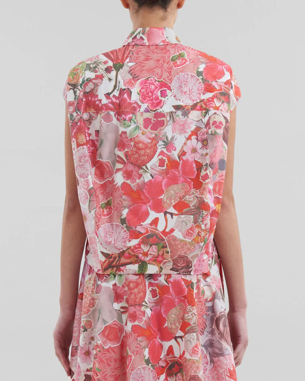 Pink Clematis Sleeveless Cocoon Shirt