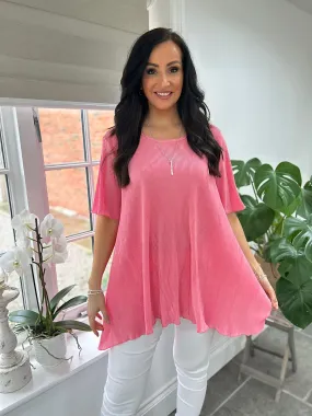 Pink Shimmer Pleated Blouse Bailey