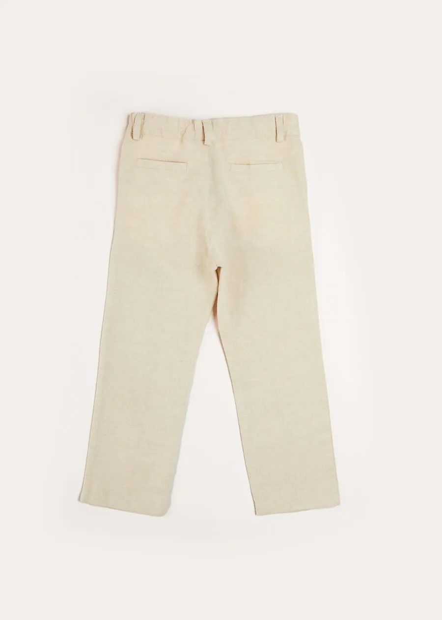 Plain Light Linen Trousers in Beige (4-10yrs)