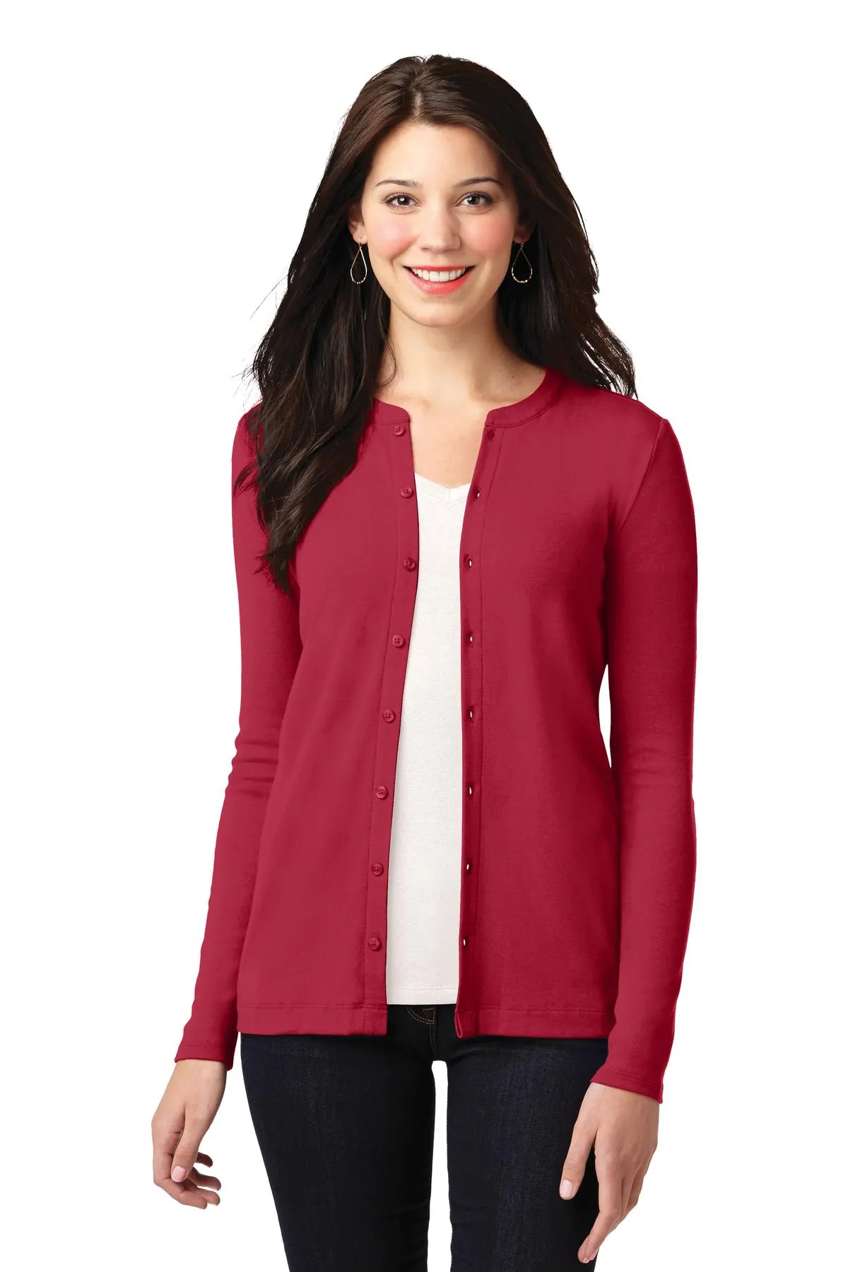 Port Authority Ladies Concept Stretch Button-Front Cardigan LM1008 Rich Red