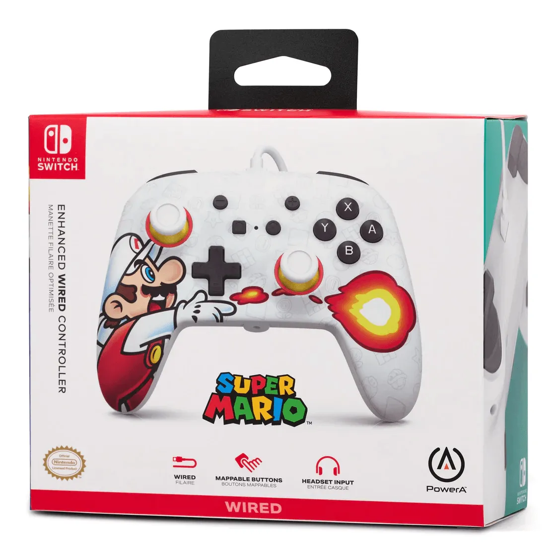 PowerA Enhanced Wired Controller for Nintendo Switch Iconic Fireball Mario White/Red