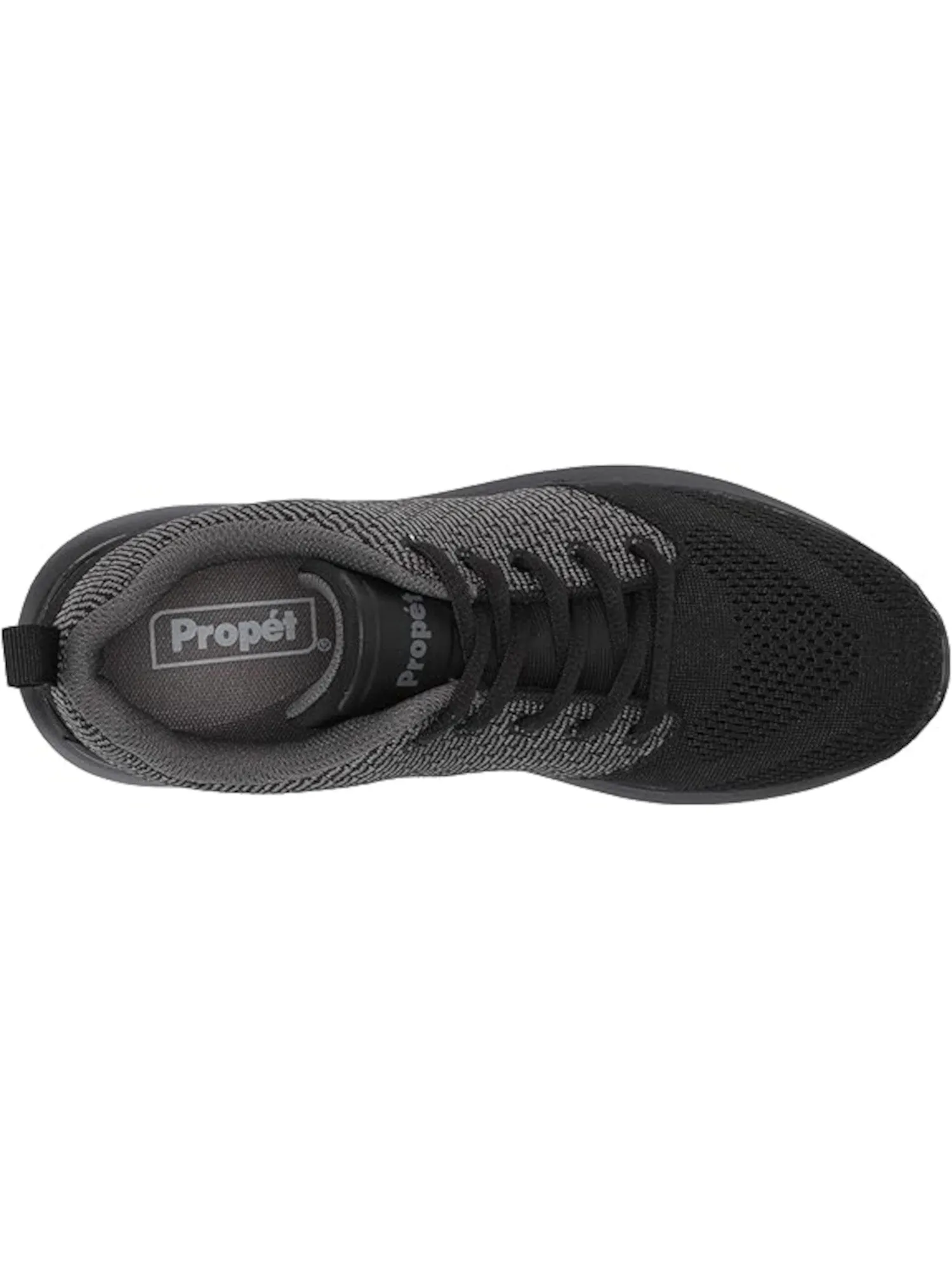 PROPET Womens Black Mixed Knit Cushioned Back Pull-Tab Arch Support Removable Insole Travelbound Tracer Round Toe Wedge Lace-Up 