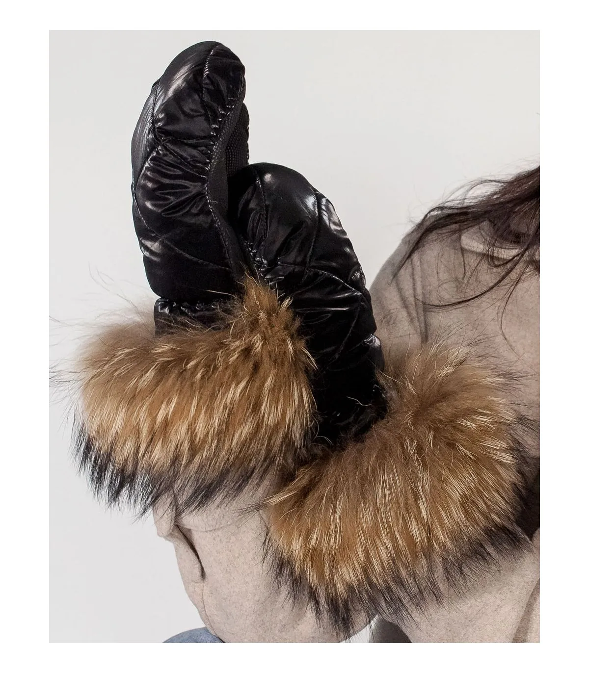 Puffer Mittens with Finn Fur Cuff at FurSource.com