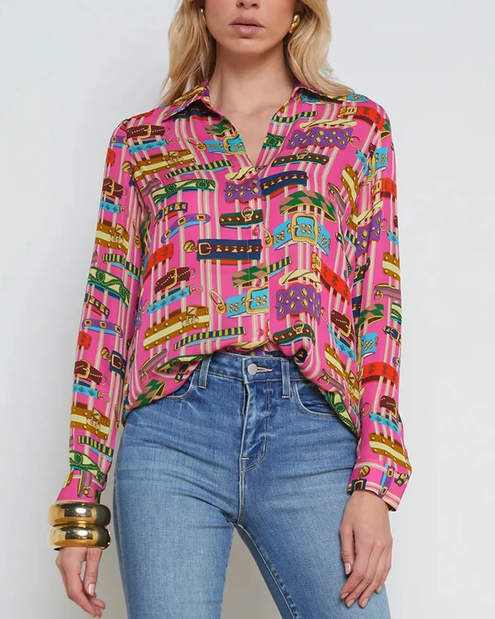 Rhodamine Bracelet Print Long Sleeve Nina Blouse