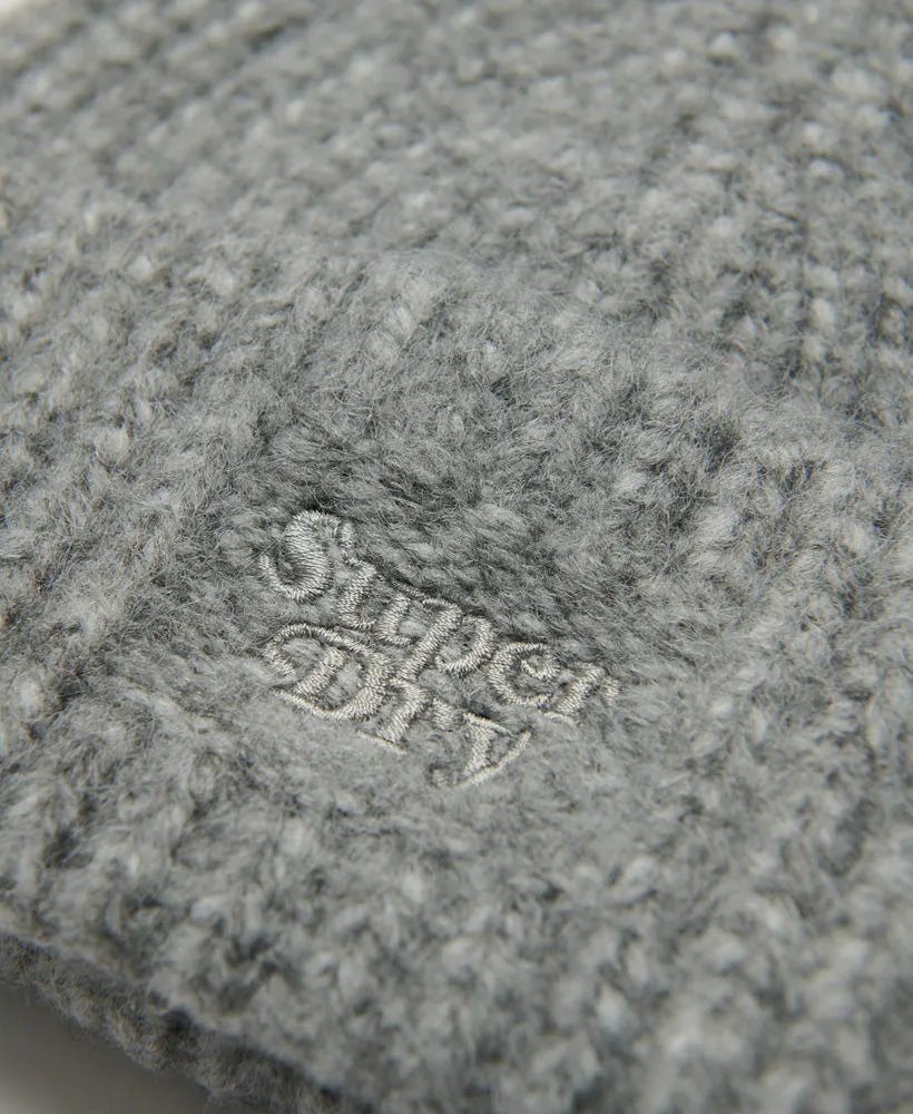 Rib Knit Beanie Hat | Grey Marle