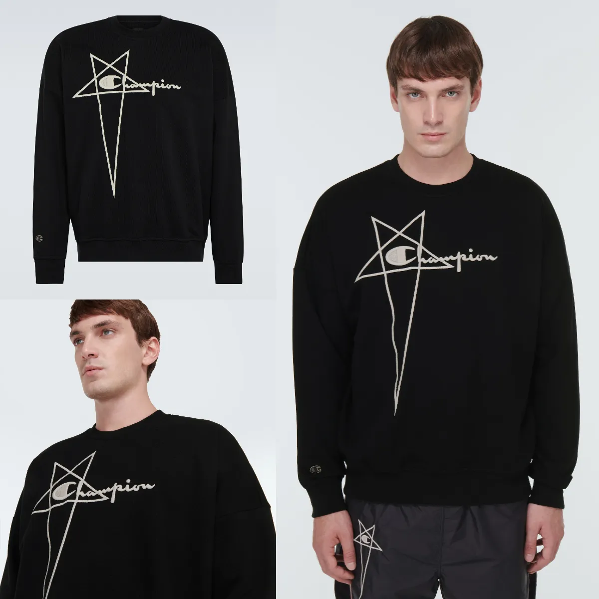 RICK OWENS  |Crew Neck Pullovers Monogram Unisex Blended Fabrics