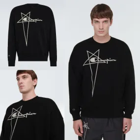 RICK OWENS  |Crew Neck Pullovers Monogram Unisex Blended Fabrics