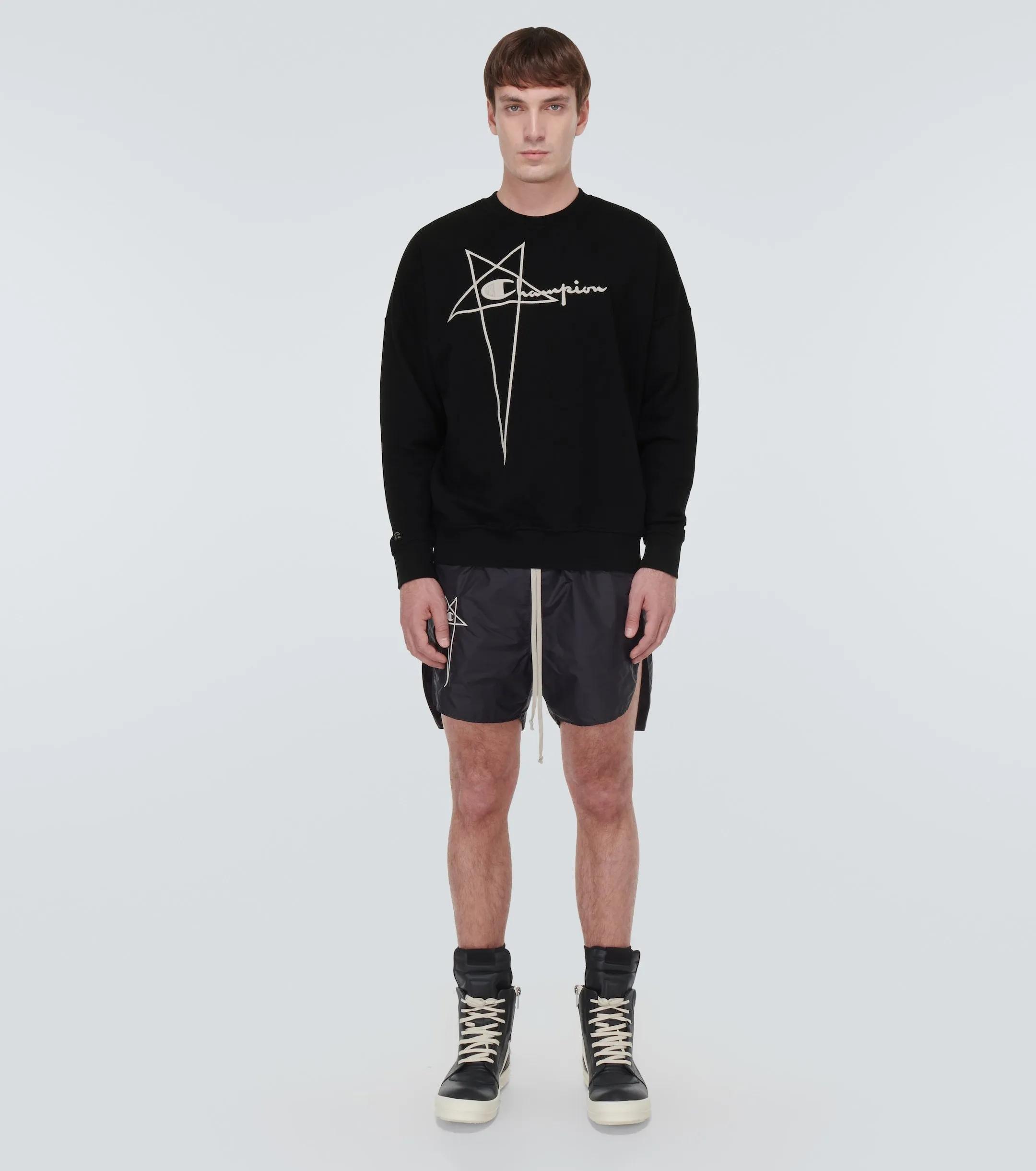 RICK OWENS  |Crew Neck Pullovers Monogram Unisex Blended Fabrics