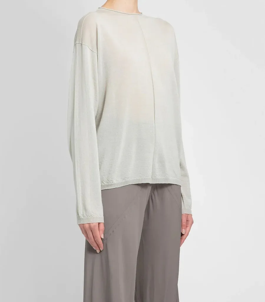 RICK OWENS  |Wool Rib Long Sleeves Elegant Style V-neck & Crew neck