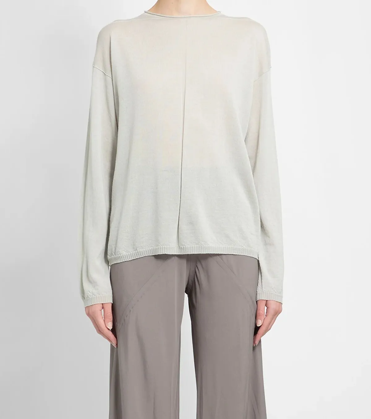 RICK OWENS  |Wool Rib Long Sleeves Elegant Style V-neck & Crew neck