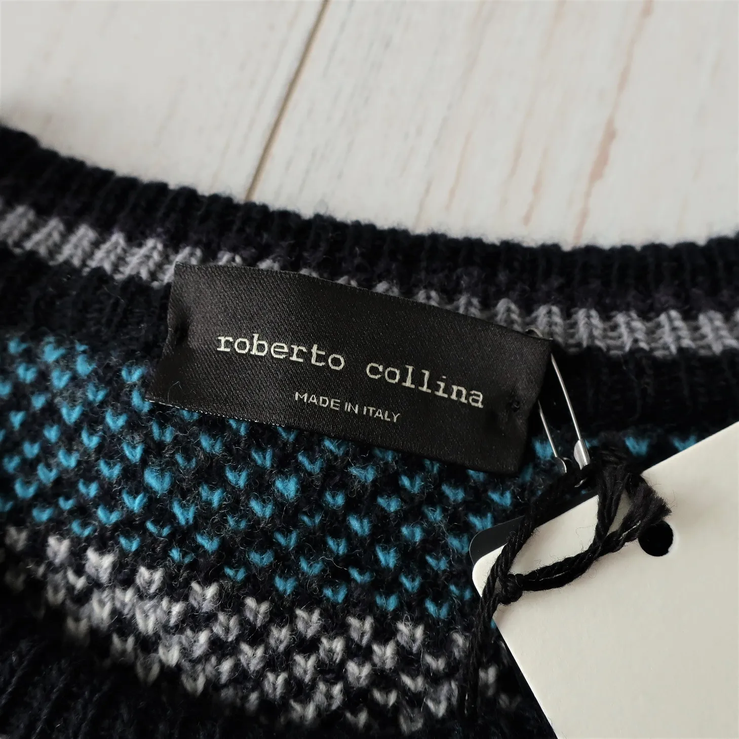 Roberto Collina  |Stripes Wool U-Neck Long Sleeves Sweaters