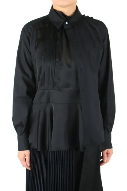 sacai  |Long Sleeves Plain Cotton Elegant Style Shirts & Blouses