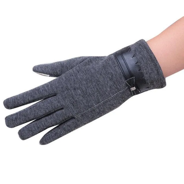 Screen Gloves Cotton Warm PU Bow Cute Kroean Style Elegant Gloves Winter Outdoor Gloves Handschoenen Winter Dames#E823 SM6