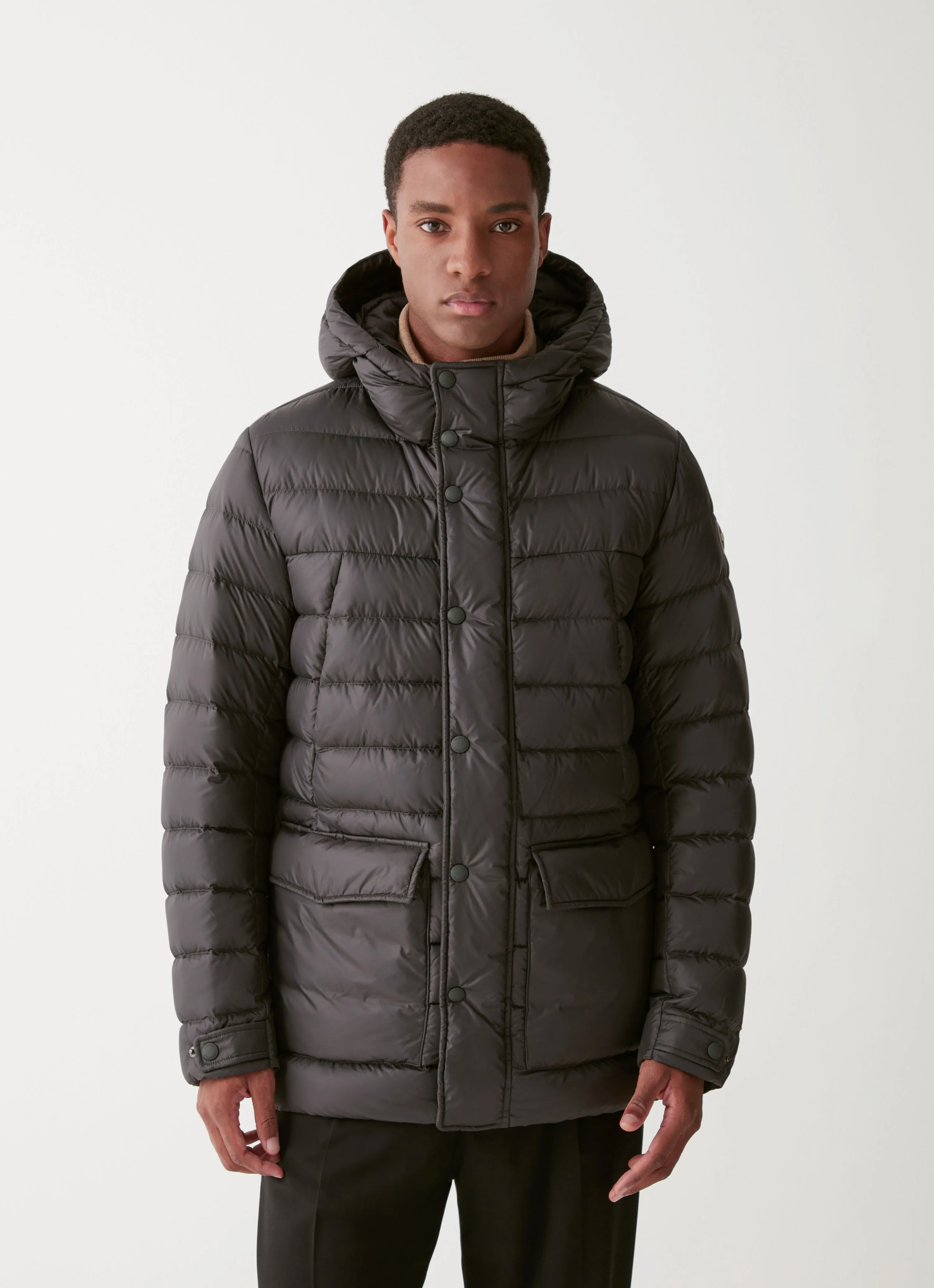 Sporty hooded down jacket-