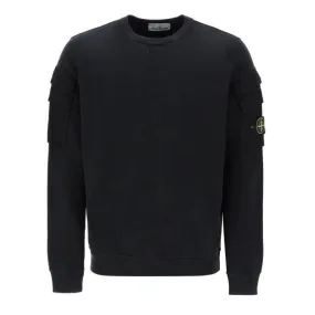 STONE ISLAND  |Crew Neck Long Sleeves Cotton Logo Sweatshirts