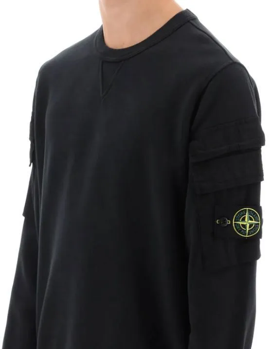 STONE ISLAND  |Crew Neck Long Sleeves Cotton Logo Sweatshirts