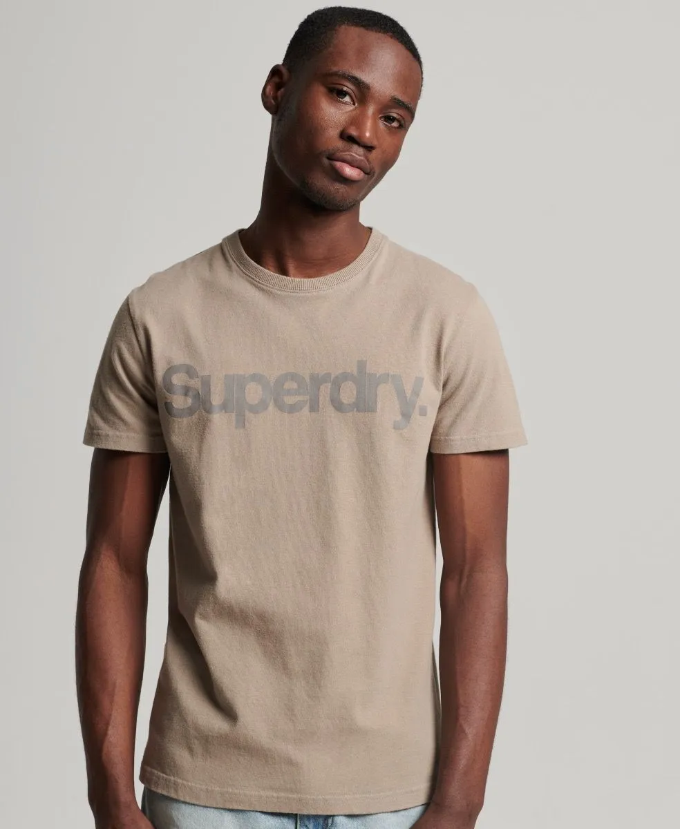 Superdry Classic Logo Crew Neck T-Shirt Stone Dark Grey