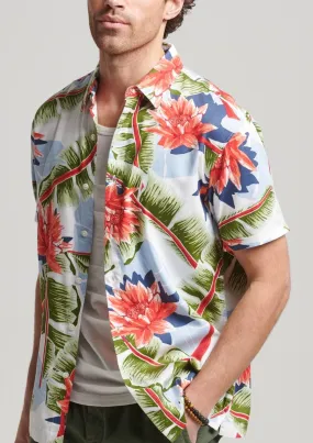 Superdry Vintage Hawaiian Short Sleeve Shirt Optic Banana Leaf