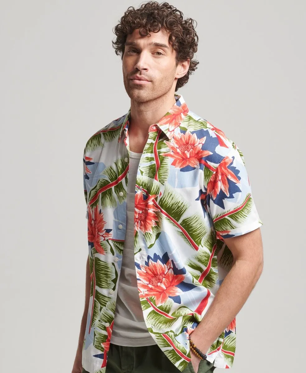 Superdry Vintage Hawaiian Short Sleeve Shirt Optic Banana Leaf