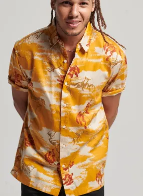 Superdry Vintage Hawaiian Short Sleeve Shirt Yellow Clouds