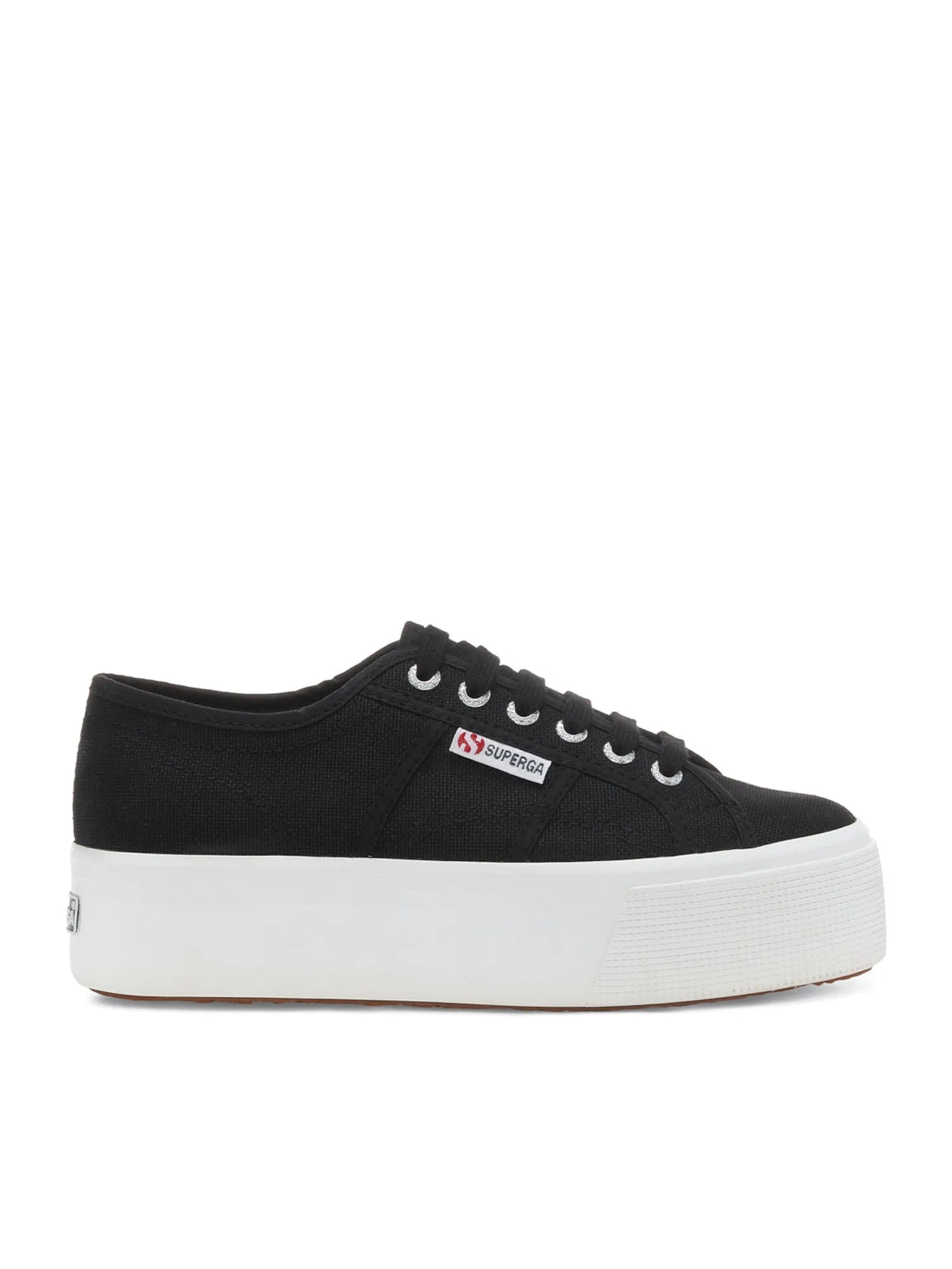 SUPERGA Womens Black Logo Comfort 2790 Round Toe Platform Lace-Up Athletic Sneakers Shoes