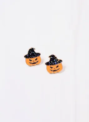 Superstitious Jack o Lantern Earring ORANGE