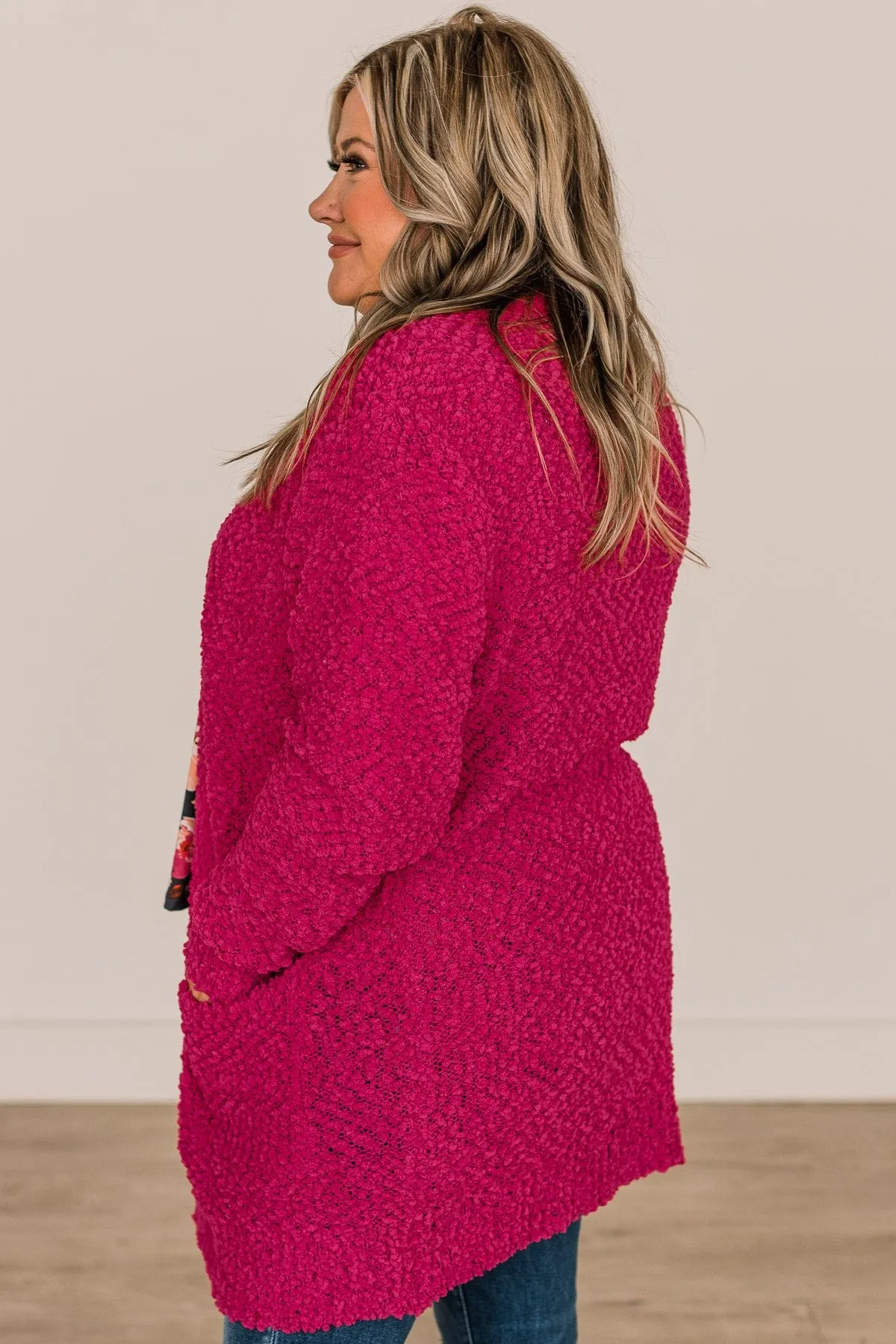 Take Another Look Popcorn Cardigan- Hot Pink