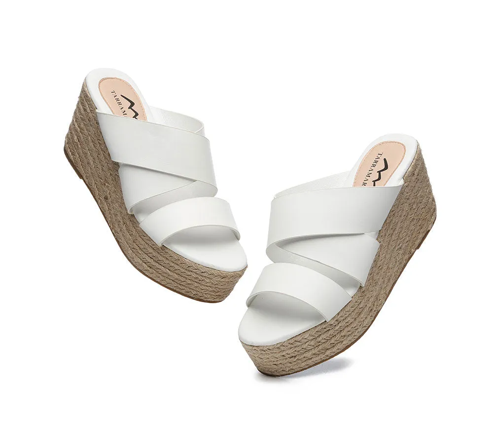 TARRAMARRA Women'S Crossover-Strap Platform Heels Slip-On Sandal Slides Wedges Julie