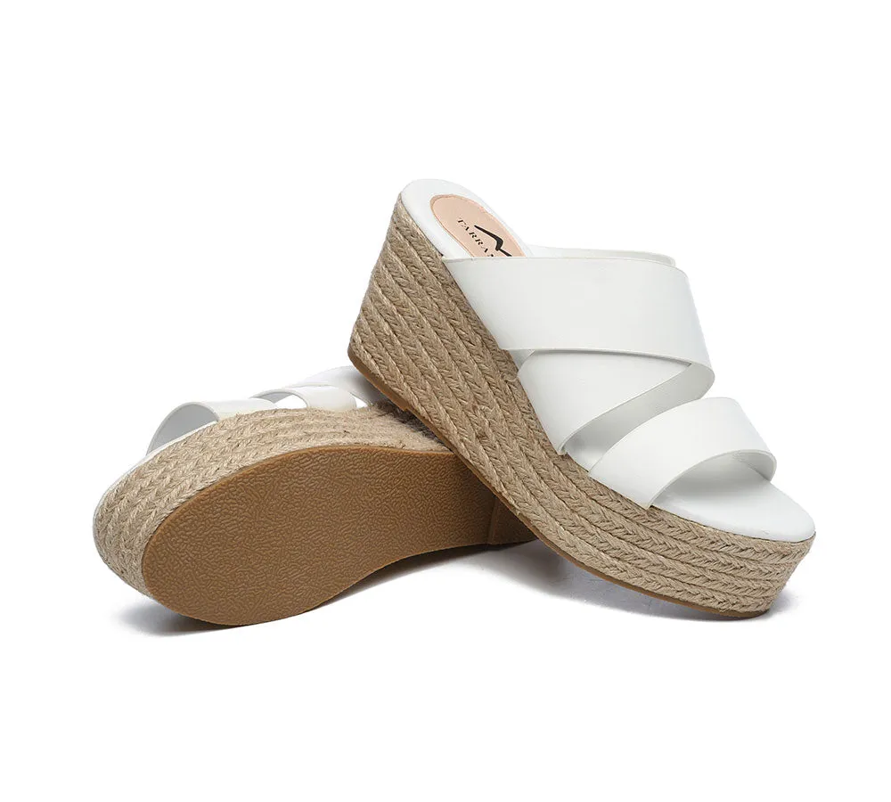 TARRAMARRA Women'S Crossover-Strap Platform Heels Slip-On Sandal Slides Wedges Julie