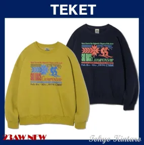 teket  |Unisex Street Style Long Sleeves Cotton Logo Sweatshirts