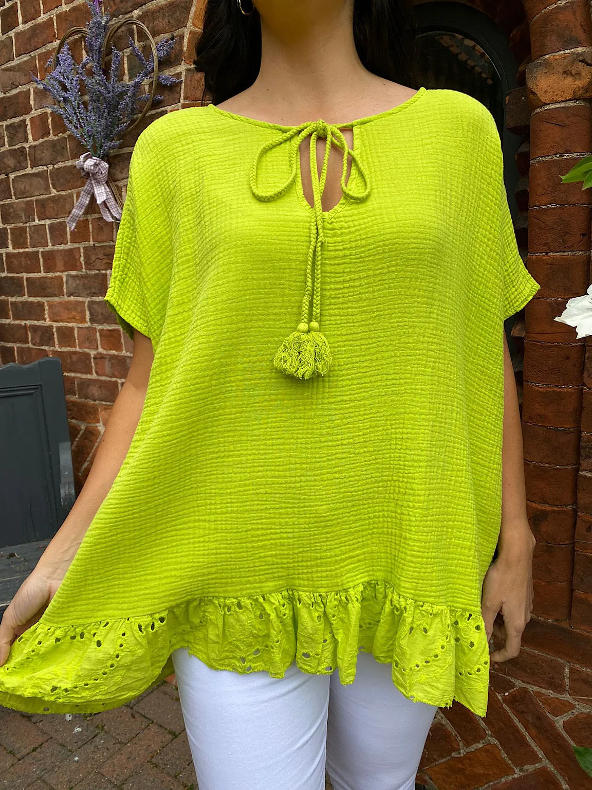 Textured Crochet Trim Top Gina