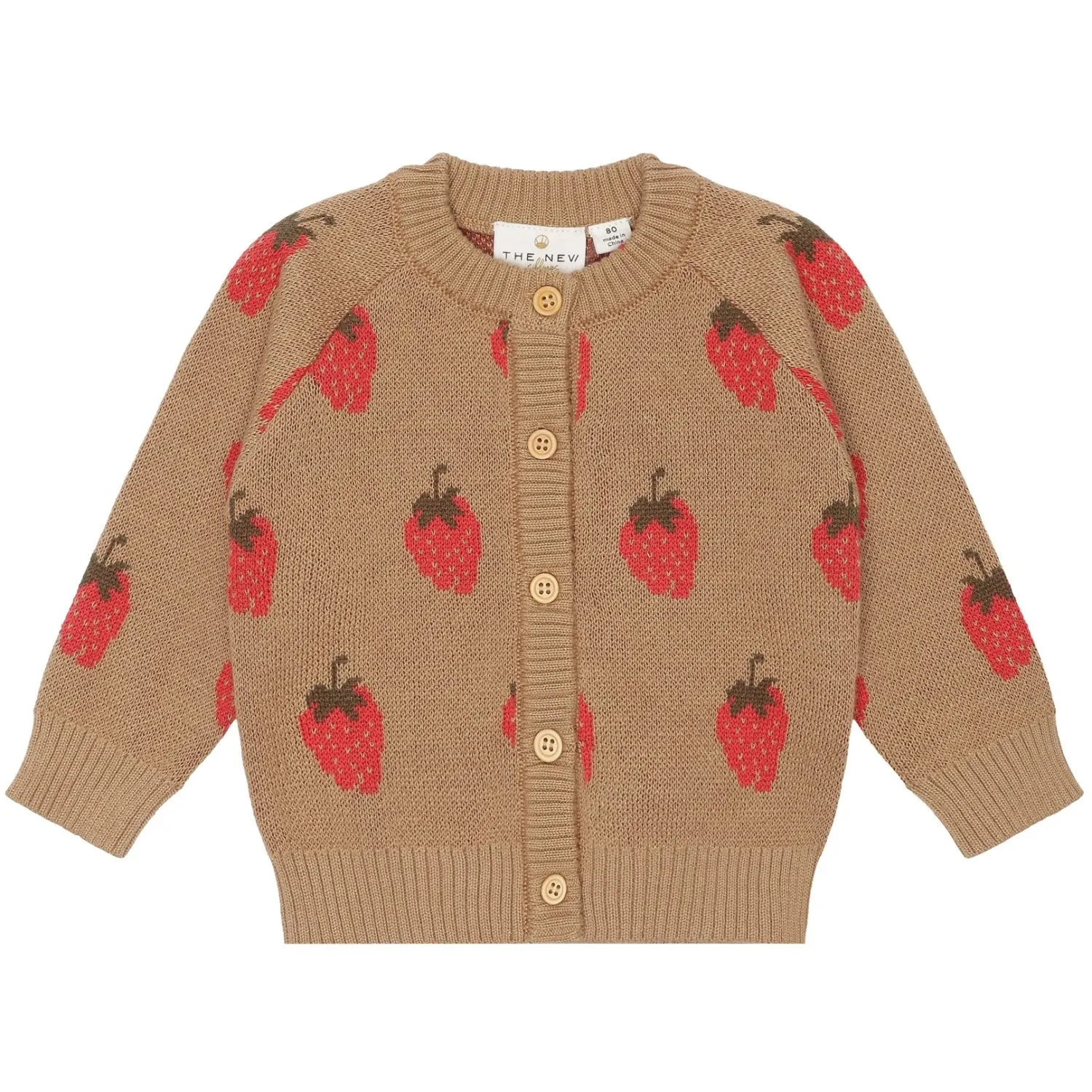 THE NEW Siblings Tannin Big Strawberry AOP Lagate Jacquard Cardigan