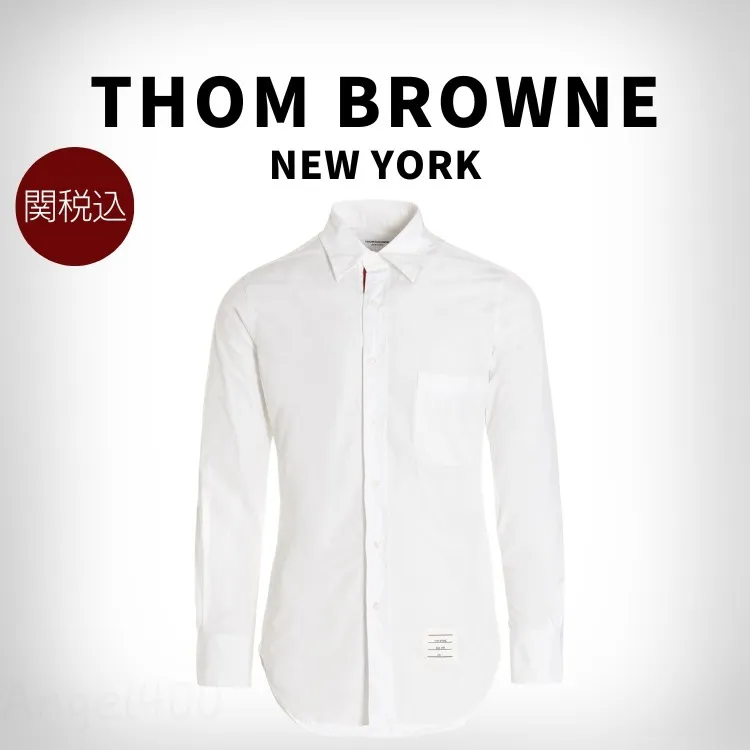 THOM BROWNE  |Long Sleeves Cotton Front Button Designers Shirts