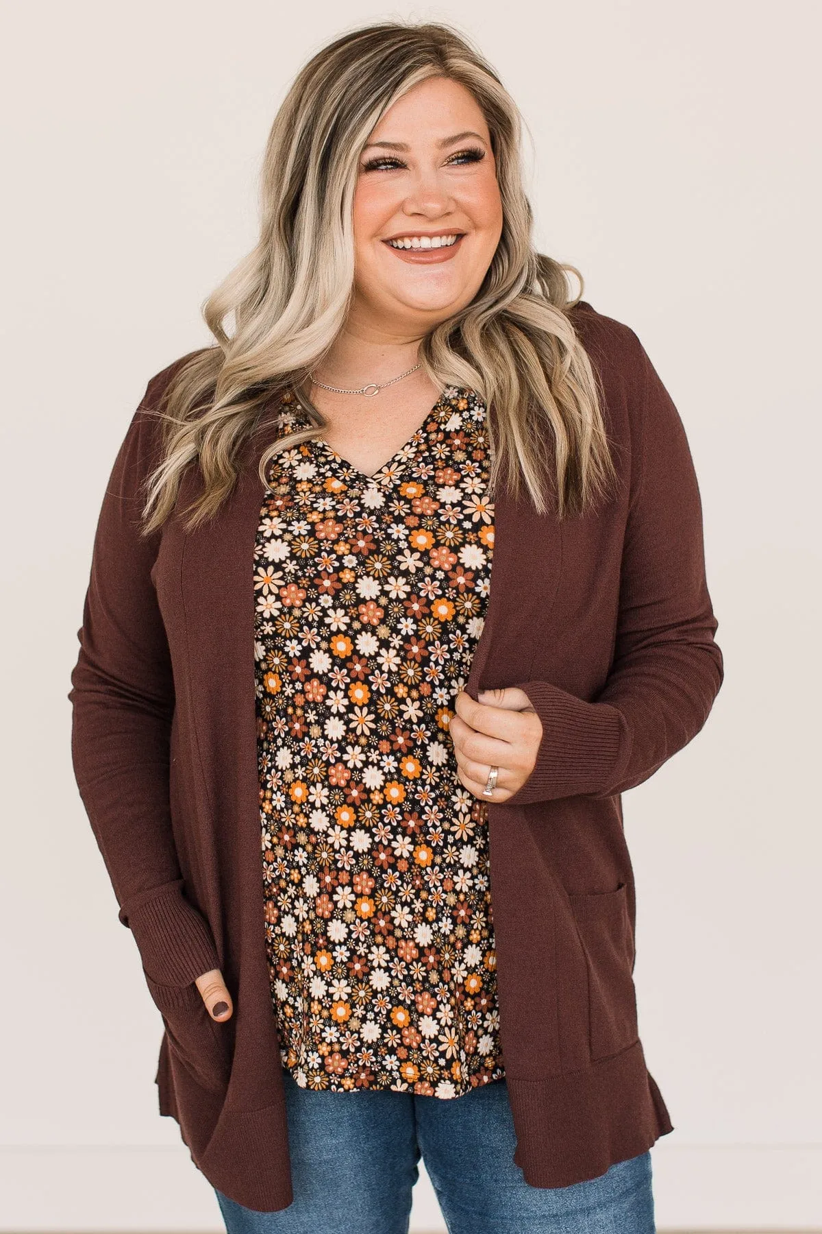 Time To Be Alive Drape Cardigan- Chocolate