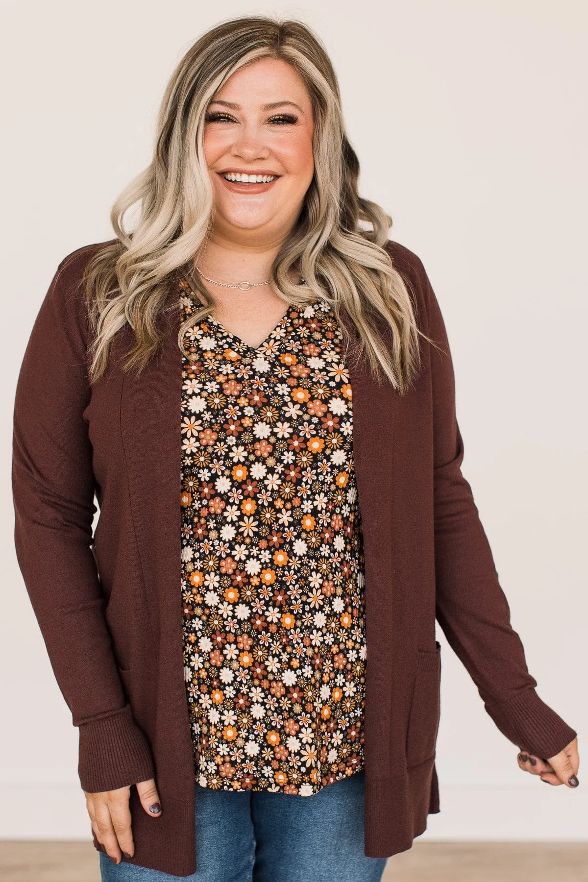 Time To Be Alive Drape Cardigan- Chocolate