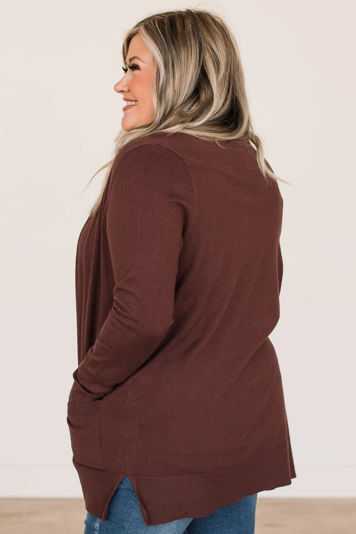 Time To Be Alive Drape Cardigan- Chocolate