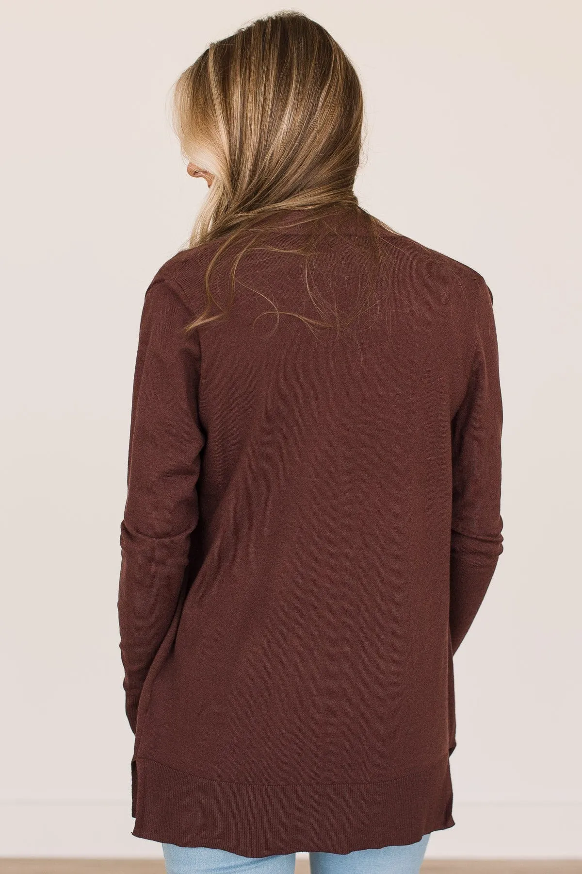 Time To Be Alive Drape Cardigan- Chocolate