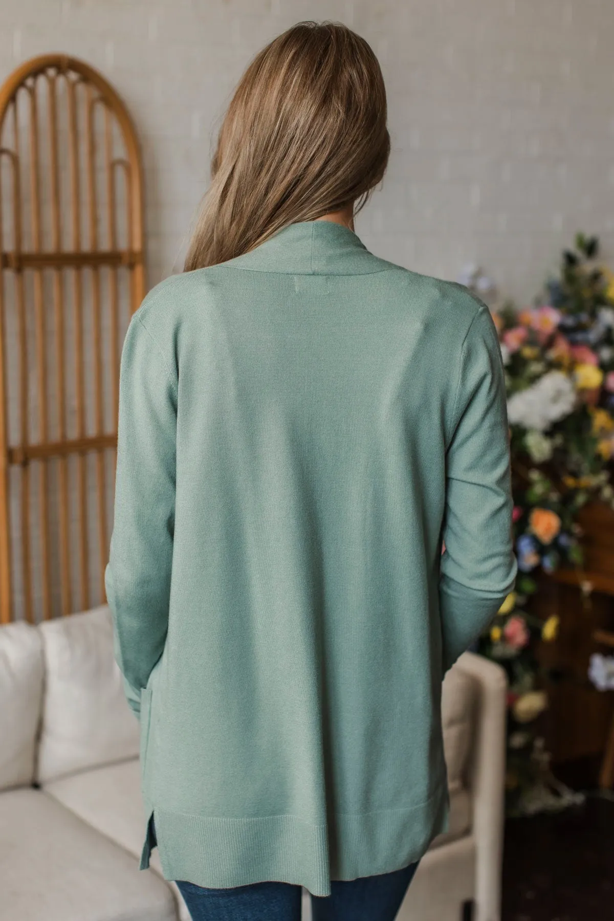 Time To Be Alive Drape Cardigan- Sage