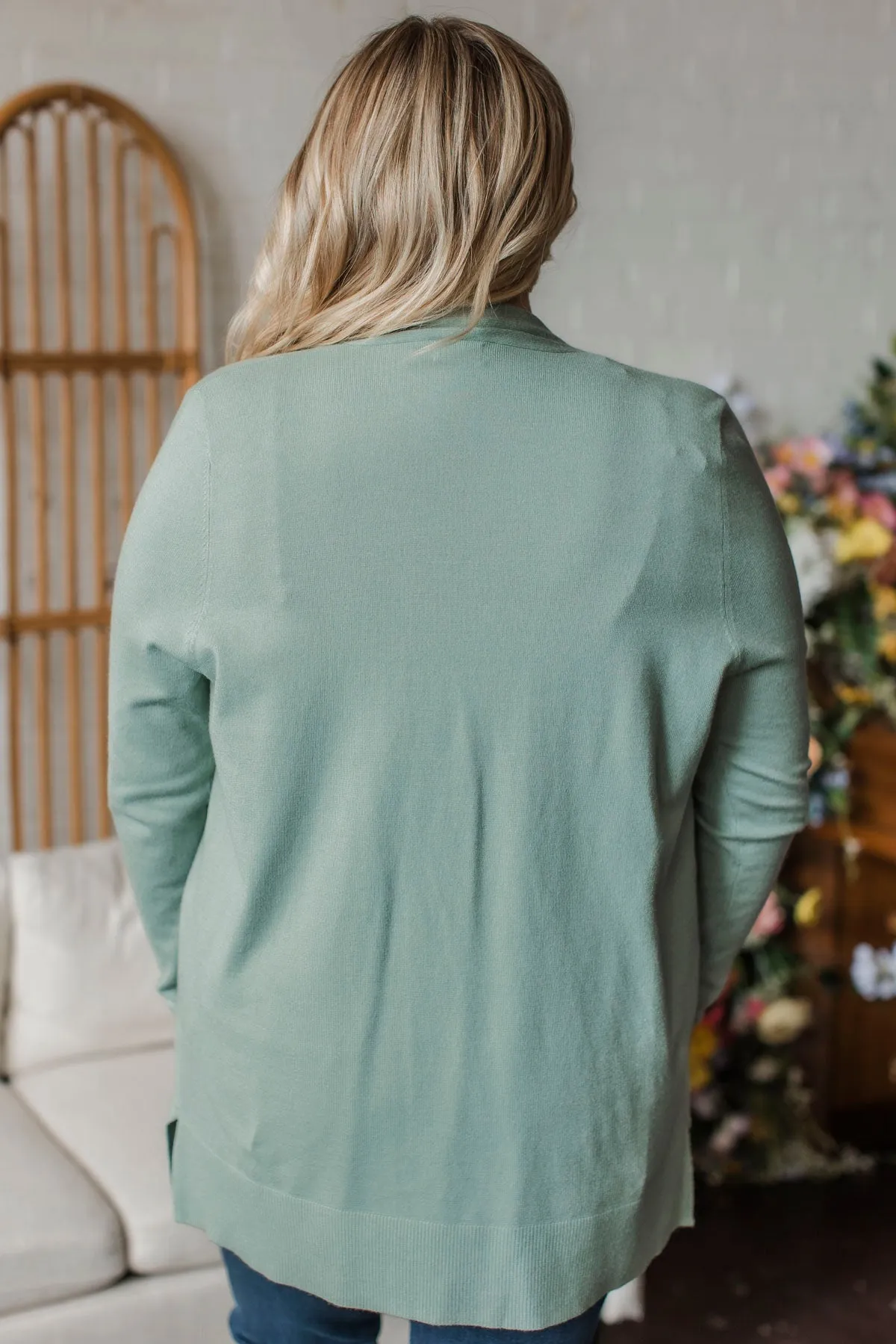 Time To Be Alive Drape Cardigan- Sage