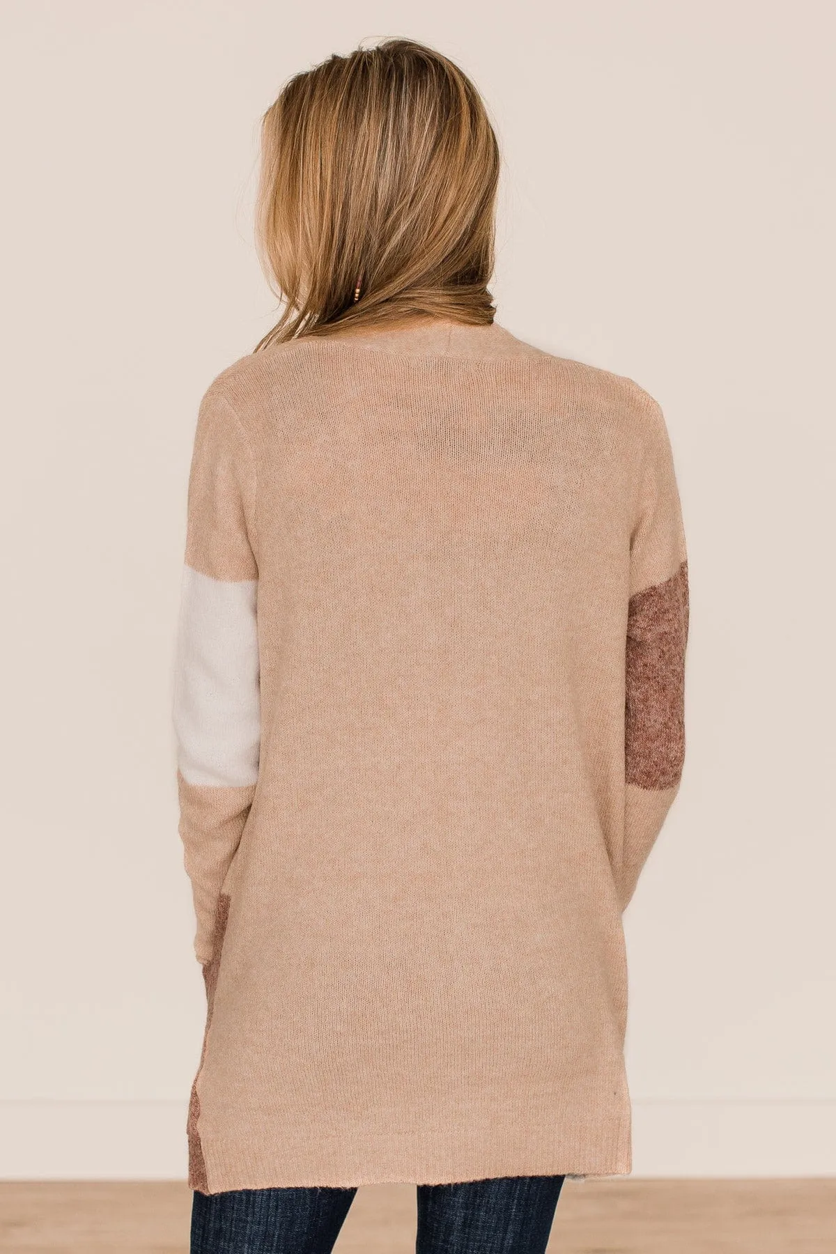 Timeless Love Color Block Cardigan- Taupe & Copper